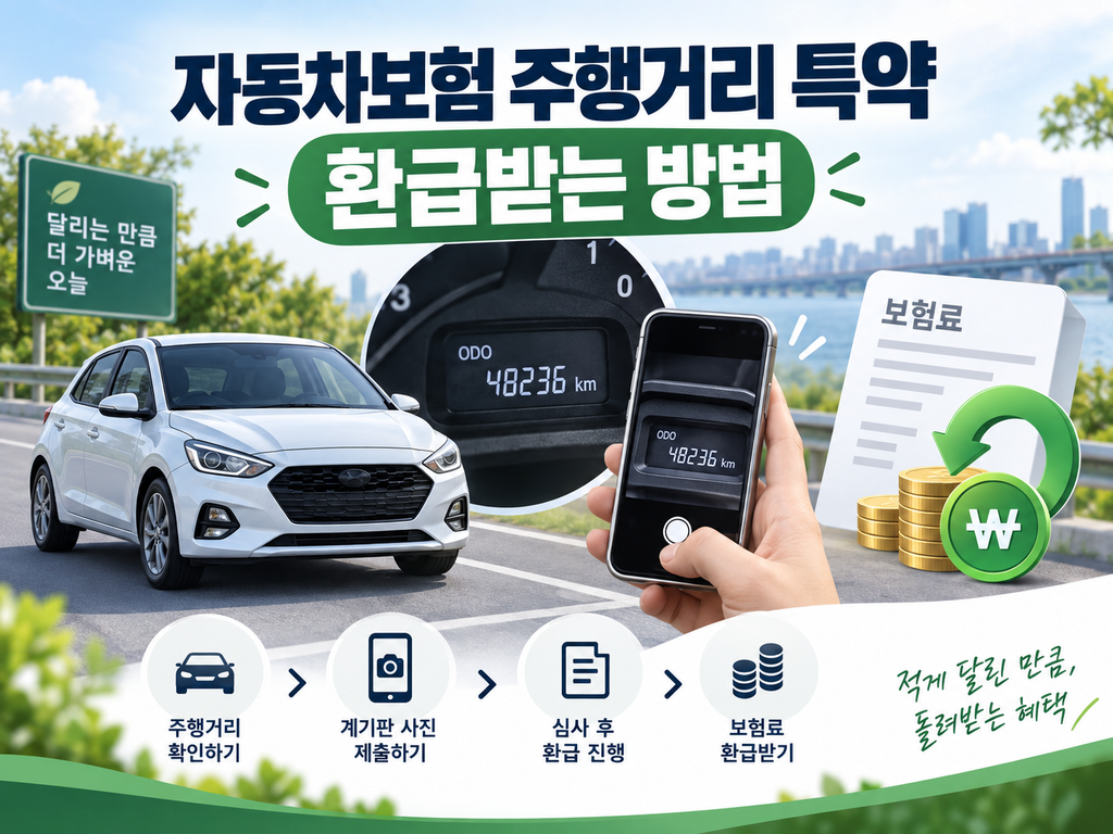자동차보험 주행거리 특약의 할인 구조, 가입과 종료 시 계기판 사진 등록방법, 환급 전 주의사항을 정리했습니다.