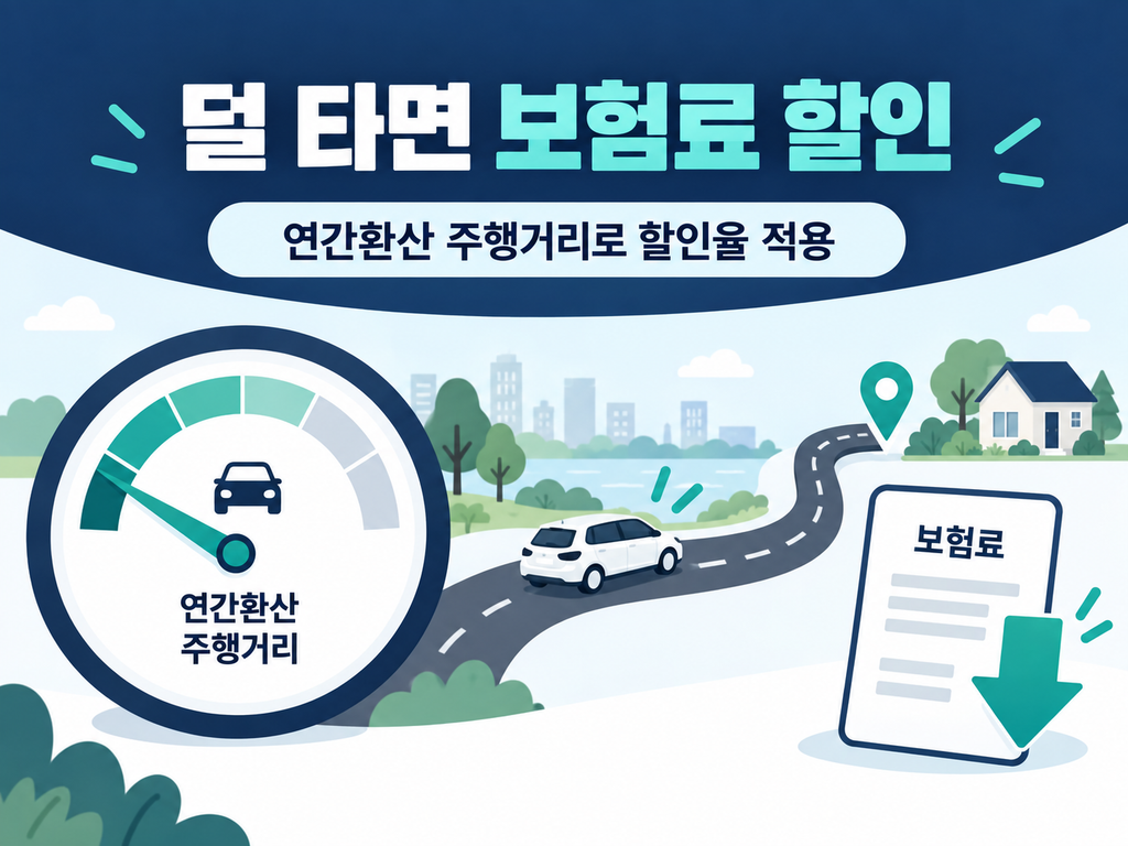 연간환산 주행거리에 따라 보험료를 할인하는 구조를 보여주는 이미지