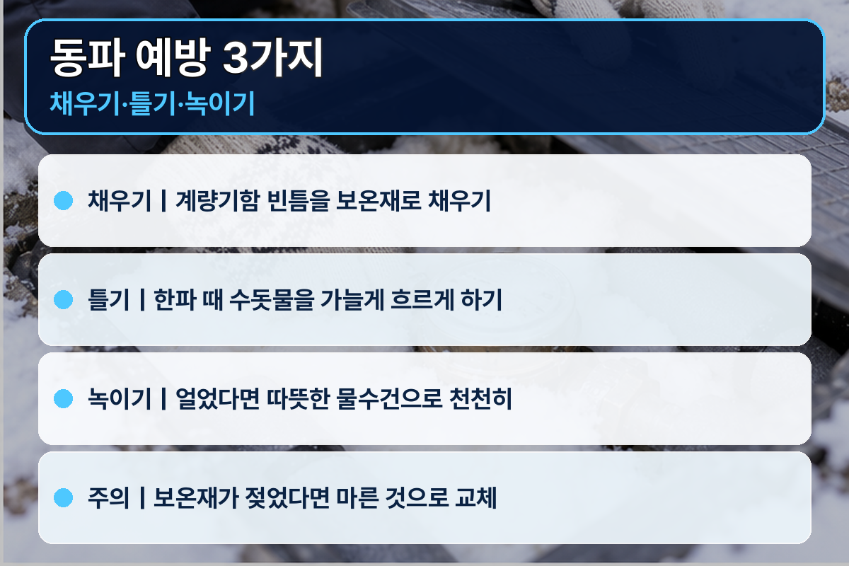 수도계량기 동파 예방 3가지 방법 이미지