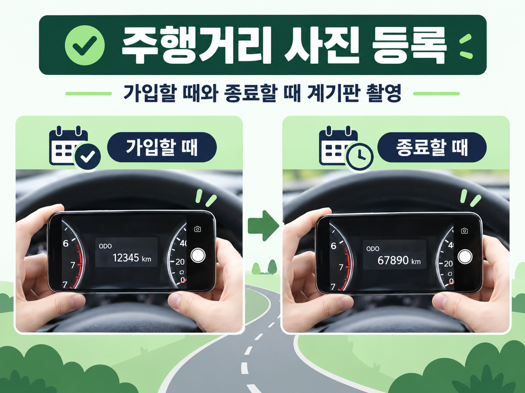 가입 시점과 종료 시점 계기판 사진 등록을 설명하는 이미지