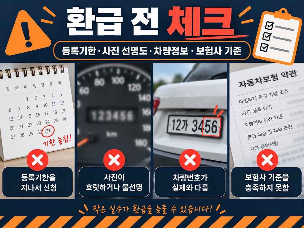 주행거리 특약 환급 전 등록기한과 차량정보를 확인하는 이미지