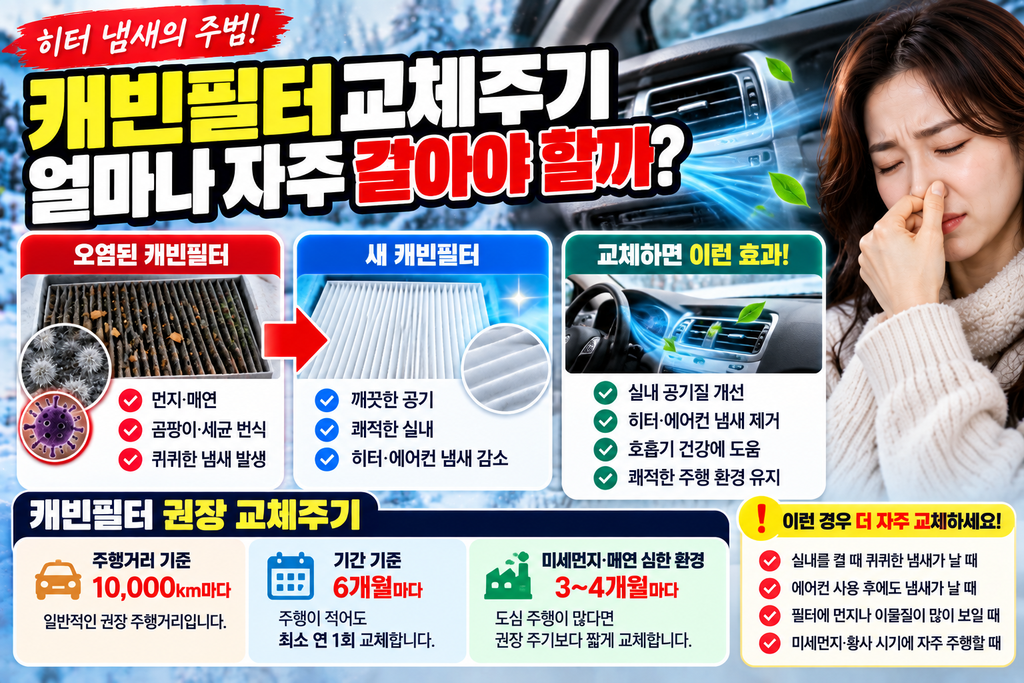 자동차 캐빈필터 교체 전후 비교 이미지