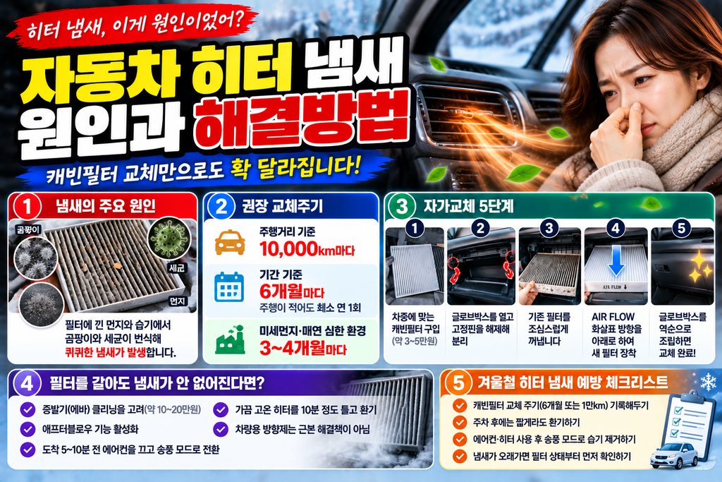 자동차 히터 냄새 예방 체크리스트 이미지