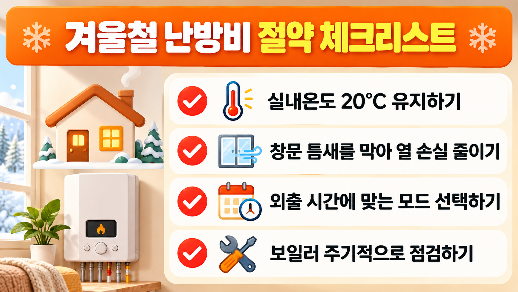 겨울철 난방비 절약 체크리스트 이미지