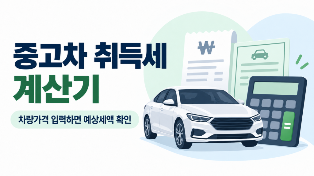 중고차 구입가격과 시가표준액을 입력해 예상 취득세를 계산하는 내차살림 계산기