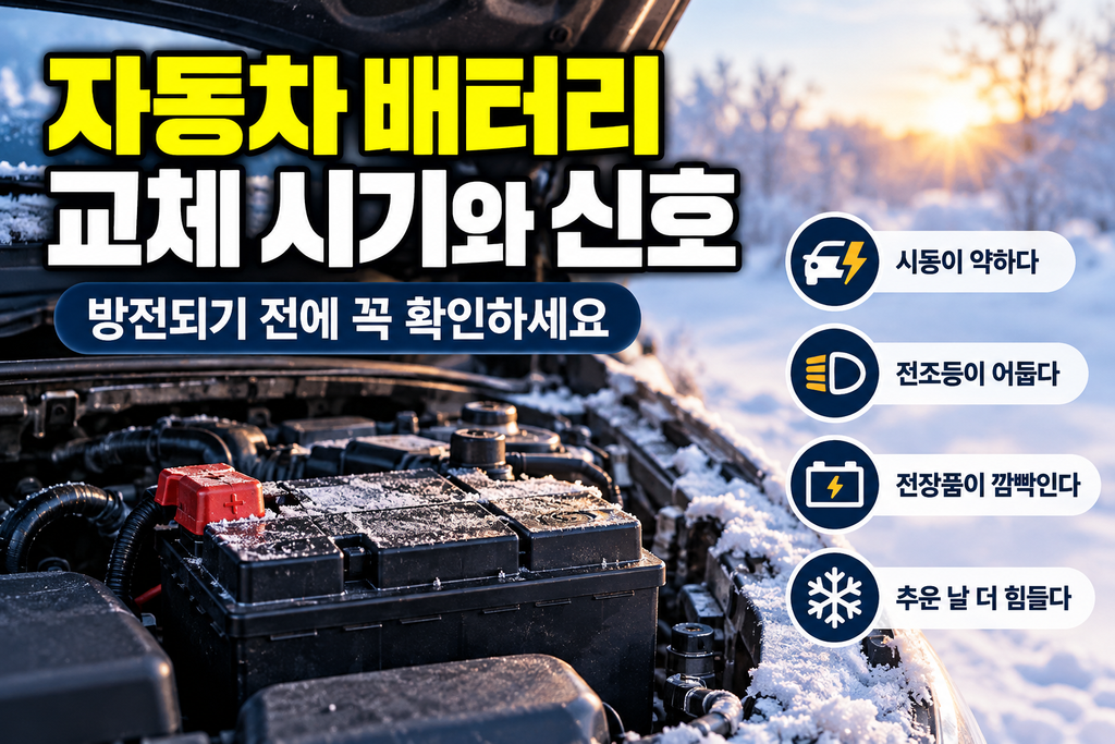 배터리 교체 후 단자와 고정 상태를 확인하는 모습