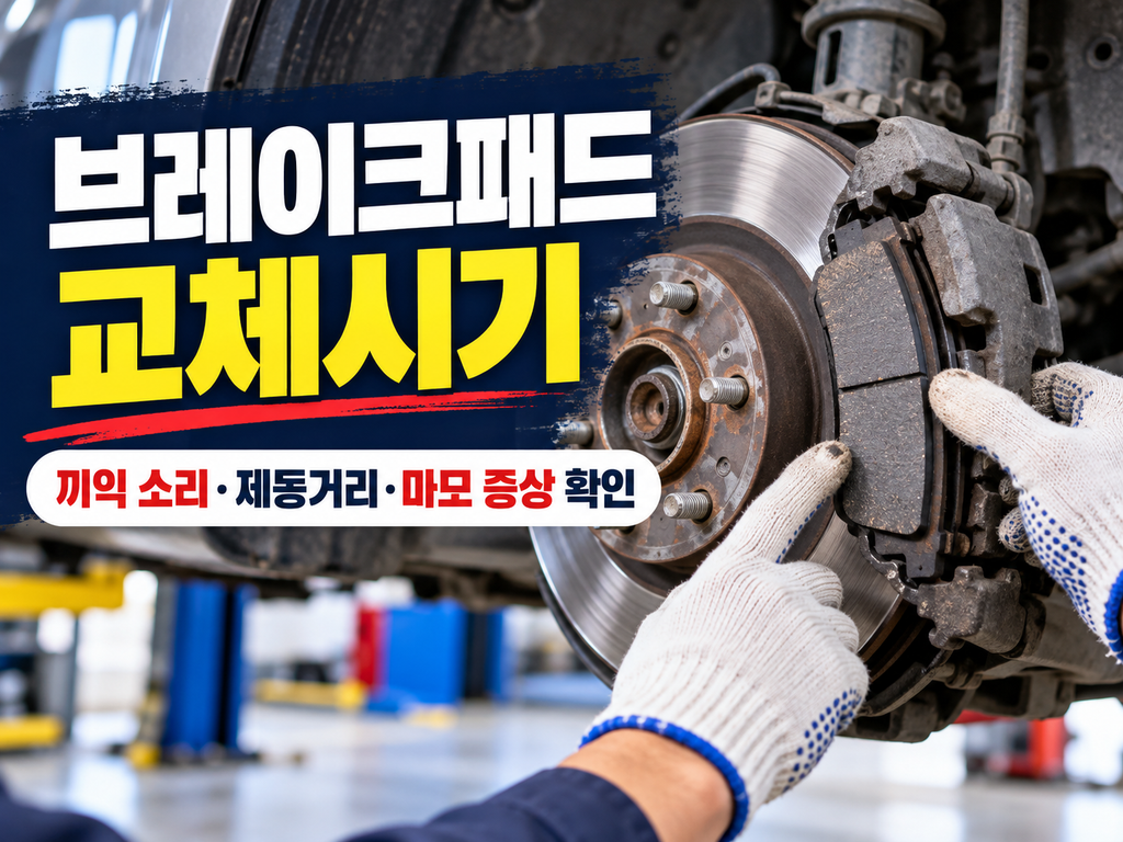 휠 안쪽의 브레이크 디스크와 패드를 점검하는 모습