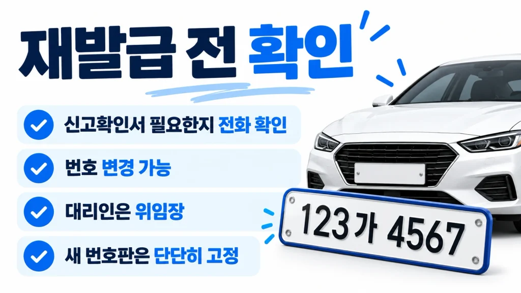 번호판 재발급 전 신고확인서와 번호 변경, 위임장 확인